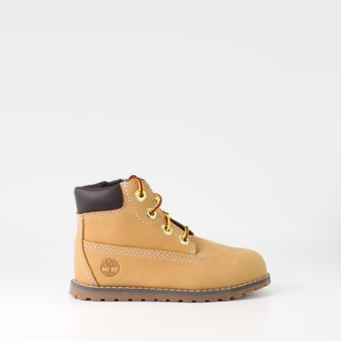Timberland Pokey Pike Trigo Piel nobuck Cremallera lateral Botas de cordón para niño A125Q
