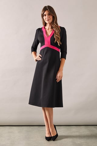 Contrast Detail Ponte Midi Dress