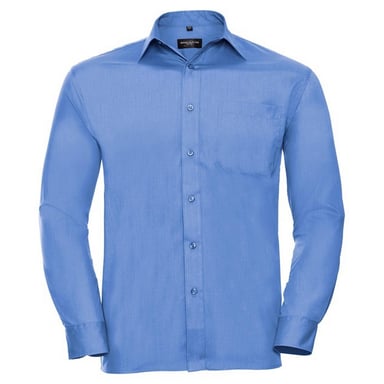 Russell Collection Mens Poplin Easy-Care Long-Sleeved Shirt (Corporate Blue)
