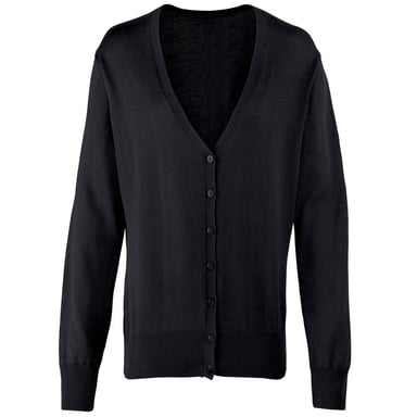 Premier Womens/Ladies Cotton Acrylic V Neck Cardigan (Black)