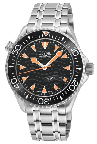 Reloj automático suizo negro Gevril para hombre Hudson Yards