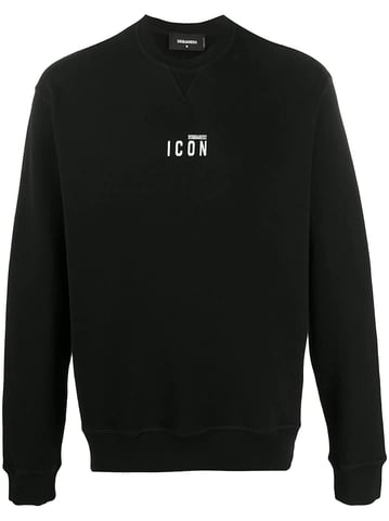Sudadera negra con cuello redondo y estampado de iconos Mini de Dsquared2