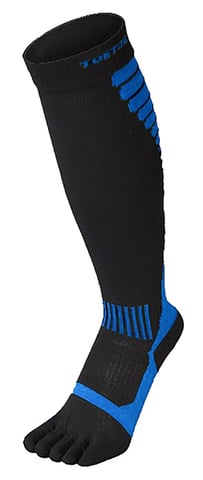 TOETOE - Calcetines Deportivos de Compresión hasta la Rodilla para Hombre y Mujer - Negro y Azul