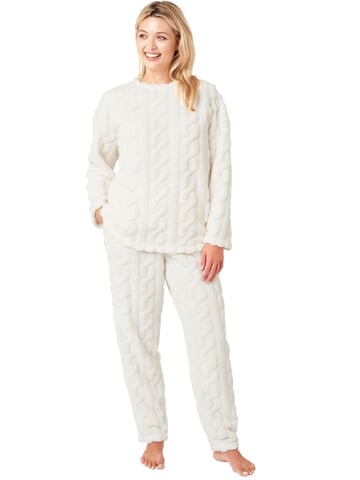 Cable Knit Long Sleeve Fleece Pyjama Set