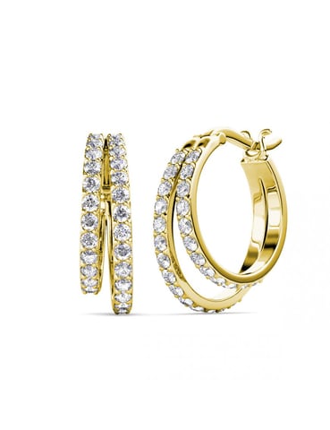 Pendientes Duo Circlet - Oro y Cristal