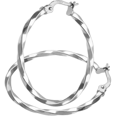 Pendientes de aro trenzados en oro blanco de 9 quilates de 25 mm de diámetro