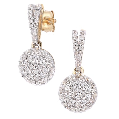 Pendientes en racimo de diamantes en oro amarillo de 9 quilates