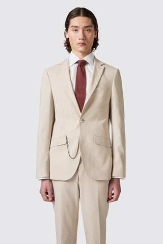 Looten Slim Fit Beige Linen Jacket