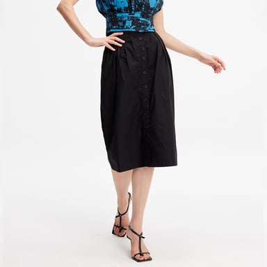 Buttoned straight skirt in cotton