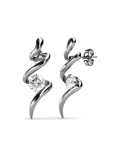 Pendientes Espiral - Plata y Cristal