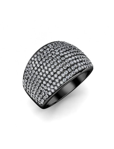Anillo Glamour Metal - Plata y Gris Antracita