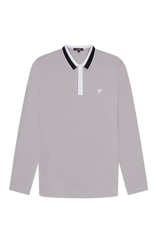 D-Rock Mens Polo Shirt with Dual-Stripe Collar Long Sleeve