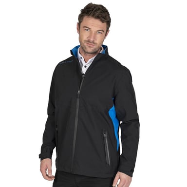 Island Green Mens Stretch Golf Waterproof Jacket (Black/Turquoise)