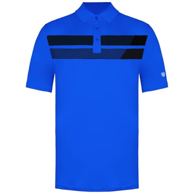 Polo de golf azul para hombre con estampado asimétrico Island Green