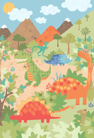 Mural de Pared de Dinosaurios Múltiples