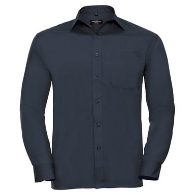 Russell Collection Mens Poplin Easy-Care Long-Sleeved Shirt (French Navy)