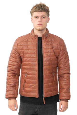 Chaqueta acolchada de cuero color canela para hombre - Tallin