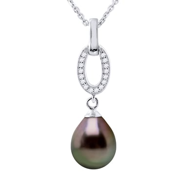 Necklace Jewelry - Real Cultured Tahiti Pearl Pear 8-9 mm
