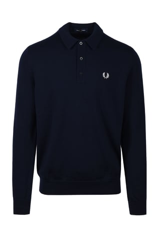 Camisa de Punto de Manga Larga Fred Perry Azul Marino