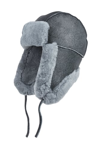 Gorro de aviador de piel de oveja de gamuza B-55 de la RAF gris para hombre, gorro de navegador de cuero cálido para invierno
