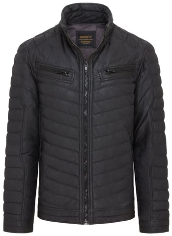 Cazadora bomber de cuero acolchada negra para hombre - Torpoint