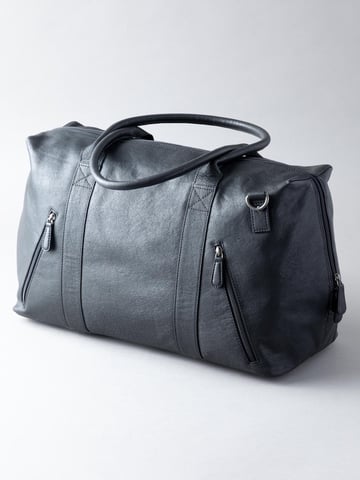 Discoverer Large Leather Holdall in Black
