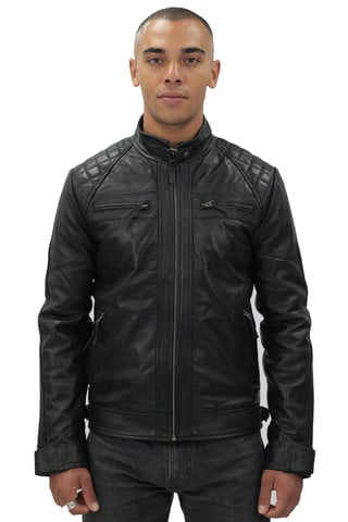 Chaqueta motera acolchada de piel Vintage para hombre-Monaco
