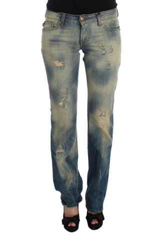 Jeans Bootcut Slim Fit de Algodón Lavado Azul para Mujer Cavalli