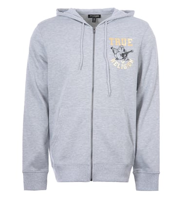 Men's True Religion Buddha 3 Star Zip Up Hoody in Grey