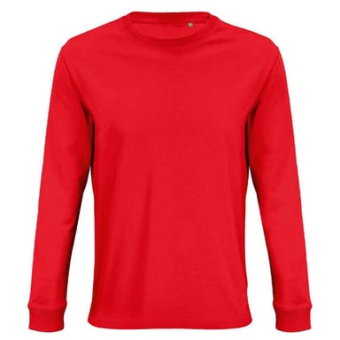 SOLS Unisex Adult Pioneer Organic Cotton Long-Sleeved T-Shirt (Bright Red)