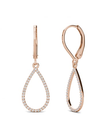 Pendientes de aro colgantes Laelia - Oro rosa y cristal