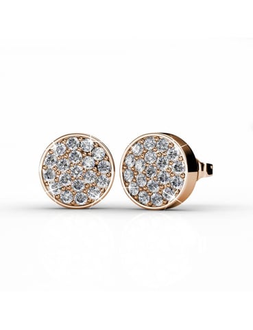 Pendientes Redondos - Oro Rosa y Cristal