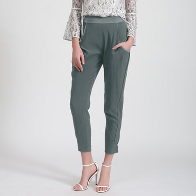 Bi-material tapered pants