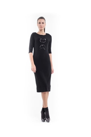 Vestido Elástico con Detalle de Lentejuelas en Negro