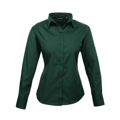 Premier Womens/Ladies Long-Sleeved Shirt (Bottle Green)