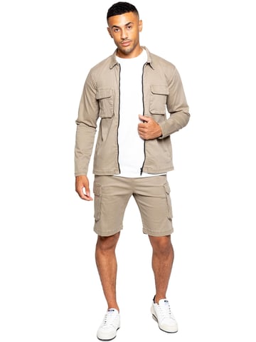 Enzo | Chándal con pantalón corto para hombre - Beige