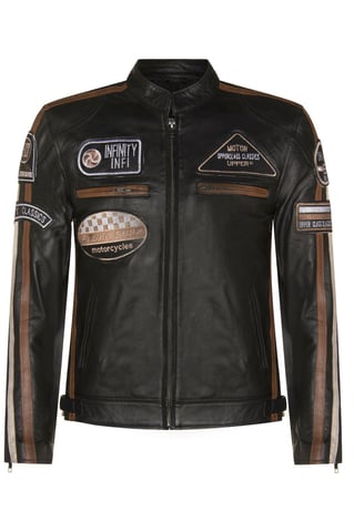 Chaqueta de cuero para motorista de carreras para hombre - Portland