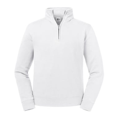 Russell Mens Authentic Zip Neck Sweatshirt (White)