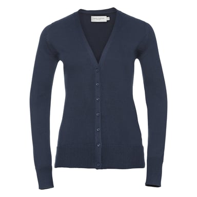 Russell Collection Ladies/Womens V-neck Knitted Cardigan (French Navy)