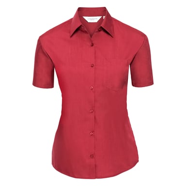 Russell Collection Womens/Ladies Classic Polycotton Easy-Care Short-Sleeved Shirt (Classic Red)