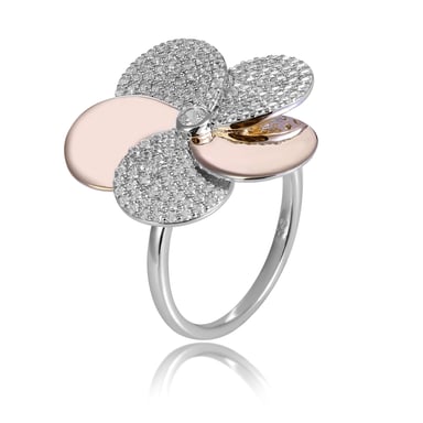 Orphelia Women's 925 Sterling Silver Ring - Silver/Rose ZR-7452
