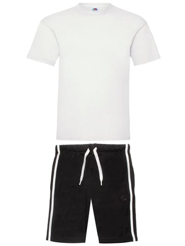 Enzo | Conjunto de camiseta y pantalón corto para hombre - Blanco/Negro