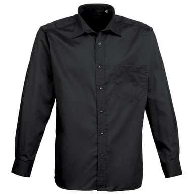 Premier Mens Premier Poplin Long-Sleeved Formal Shirt (Black)