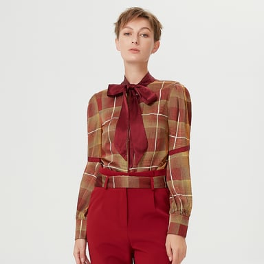 Ascot tie tartan shirt