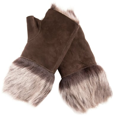 Mitones de piel de oveja para mujer, puños sin dedos, piel de oveja de gamuza Toscana
