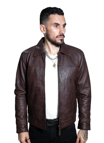 Chaqueta Harrington de cuero para hombre - Shanghai