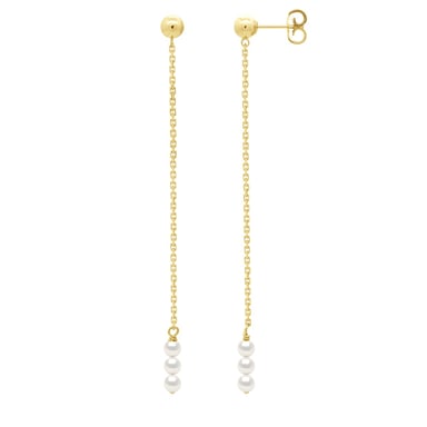 Earrings Trio - 3 Real Cultured Freshwater Pearls Round 4-5 mm