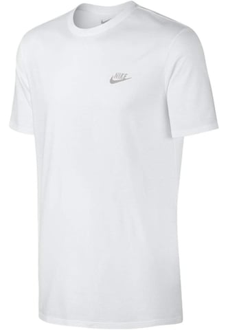 Camiseta bordada Futura en blanco y logo plateado de Nike