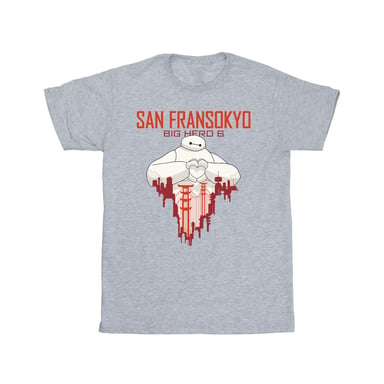 Disney Mens Big Hero 6 Baymax San Fransokyo Heart T-Shirt (Sports Grey)