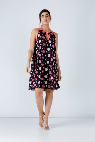 Coral  A Line Print Dress